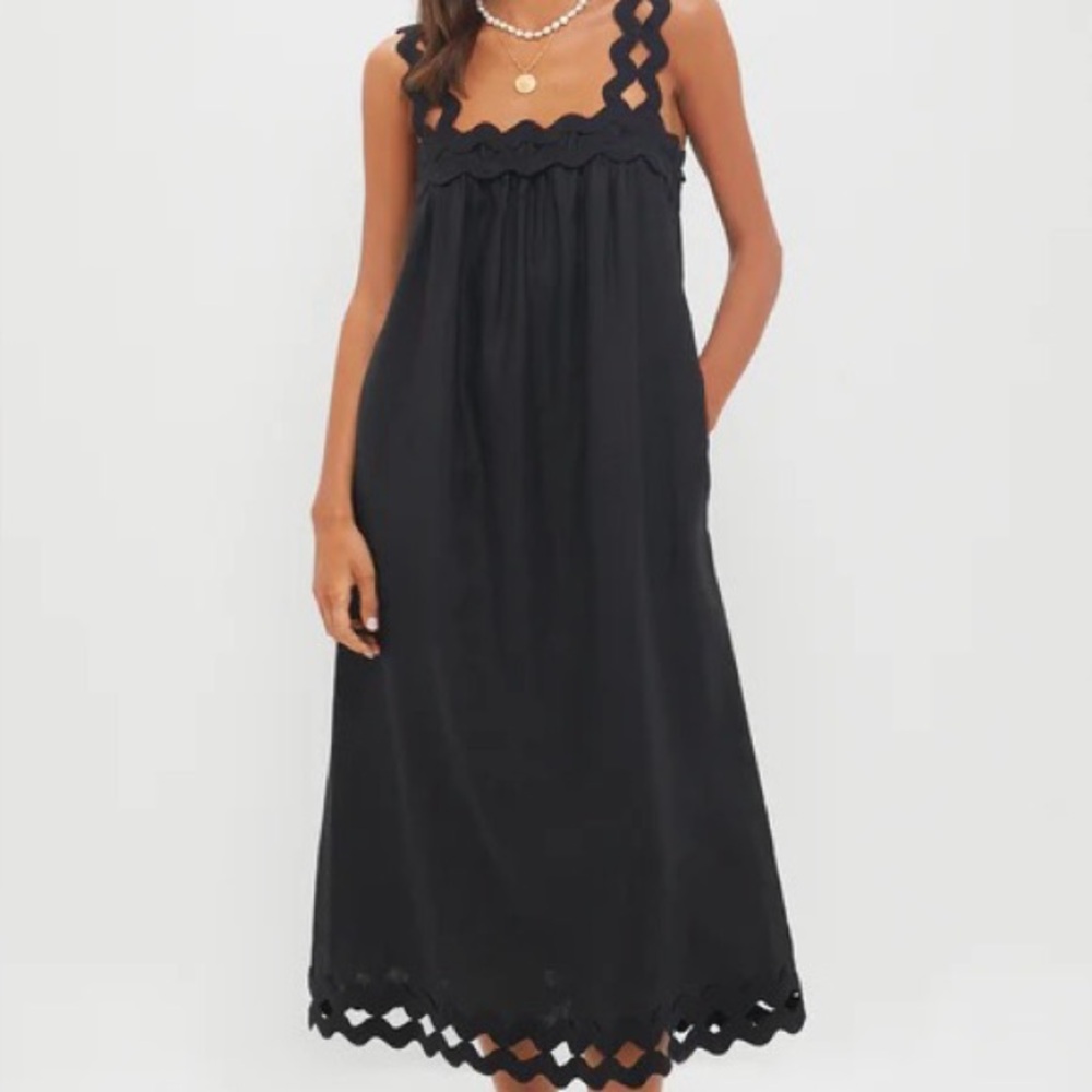 Tuckernuck Black Ric Rac Linen Ellis Dress